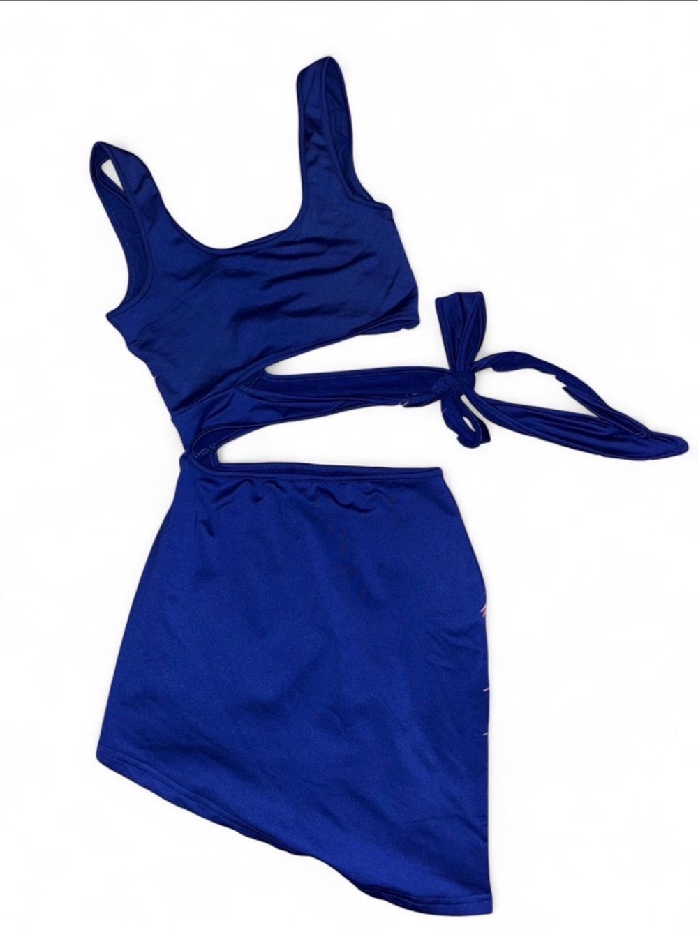 Cutout Tie-Side Mini Dress in Royal Blue